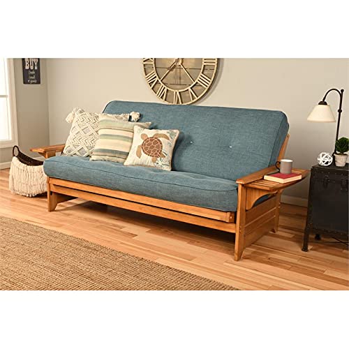 Kodiak Furniture Phoenix Frame with Linen Fabric Mattress in Aqua Blue/Butternut