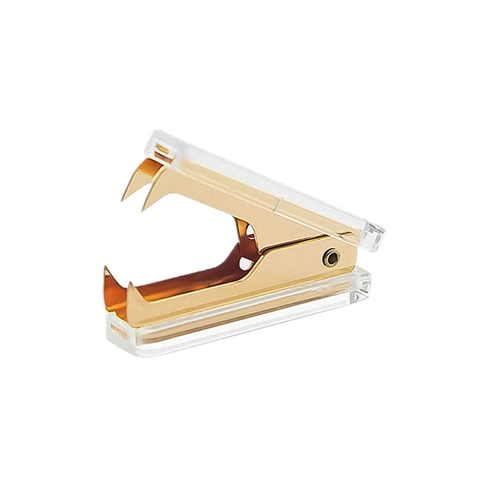 1 Pack Gold Staple Remover Clear Acrylic Golden Glitter Metal Jaws Staples Puller Removal Tool For Home Office School Supplies D