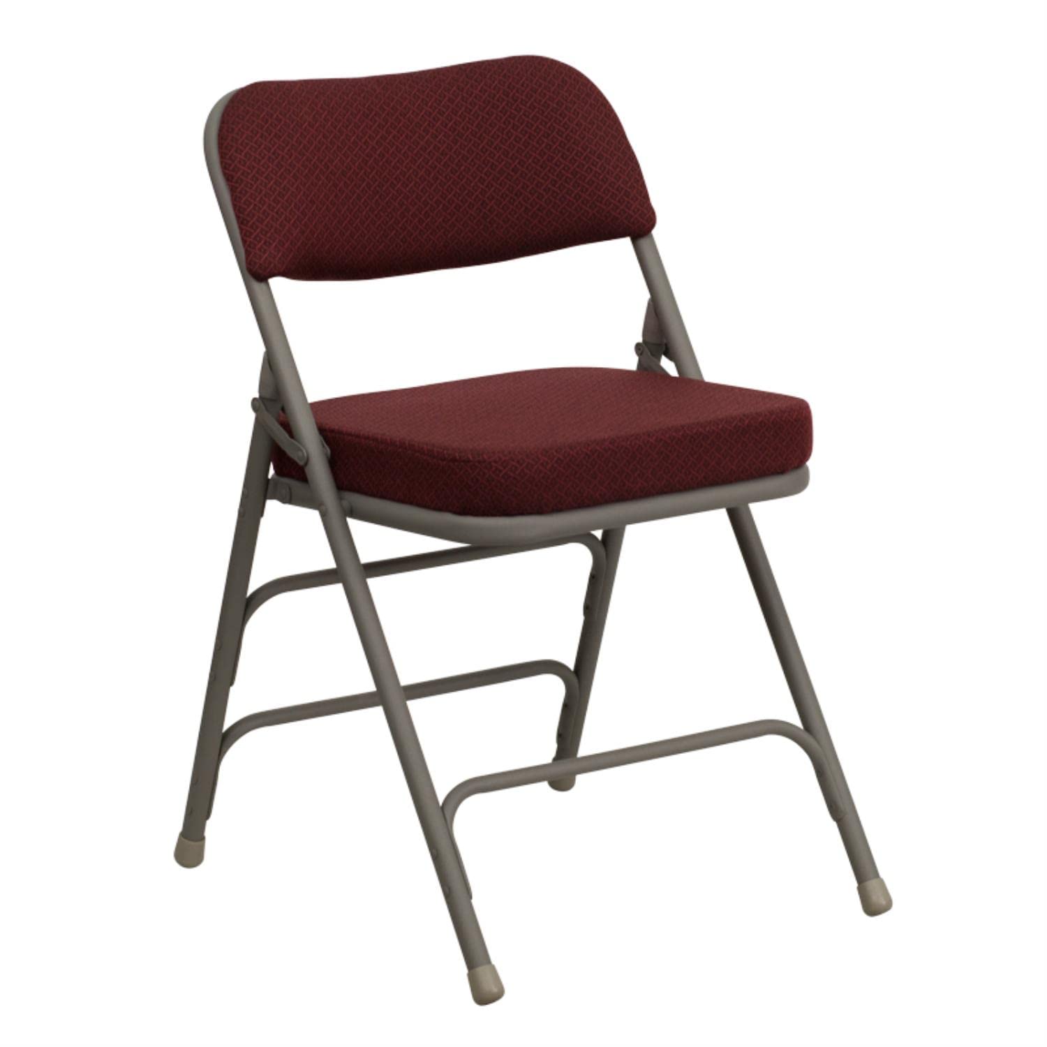 Flash Furniture Hercules Series Metal Folding Chairs With Cushioned Seat, Fabric Upholstered Event Chairs With 300-Lb. Static Weight Capacity, Set Of 2, Burgundy