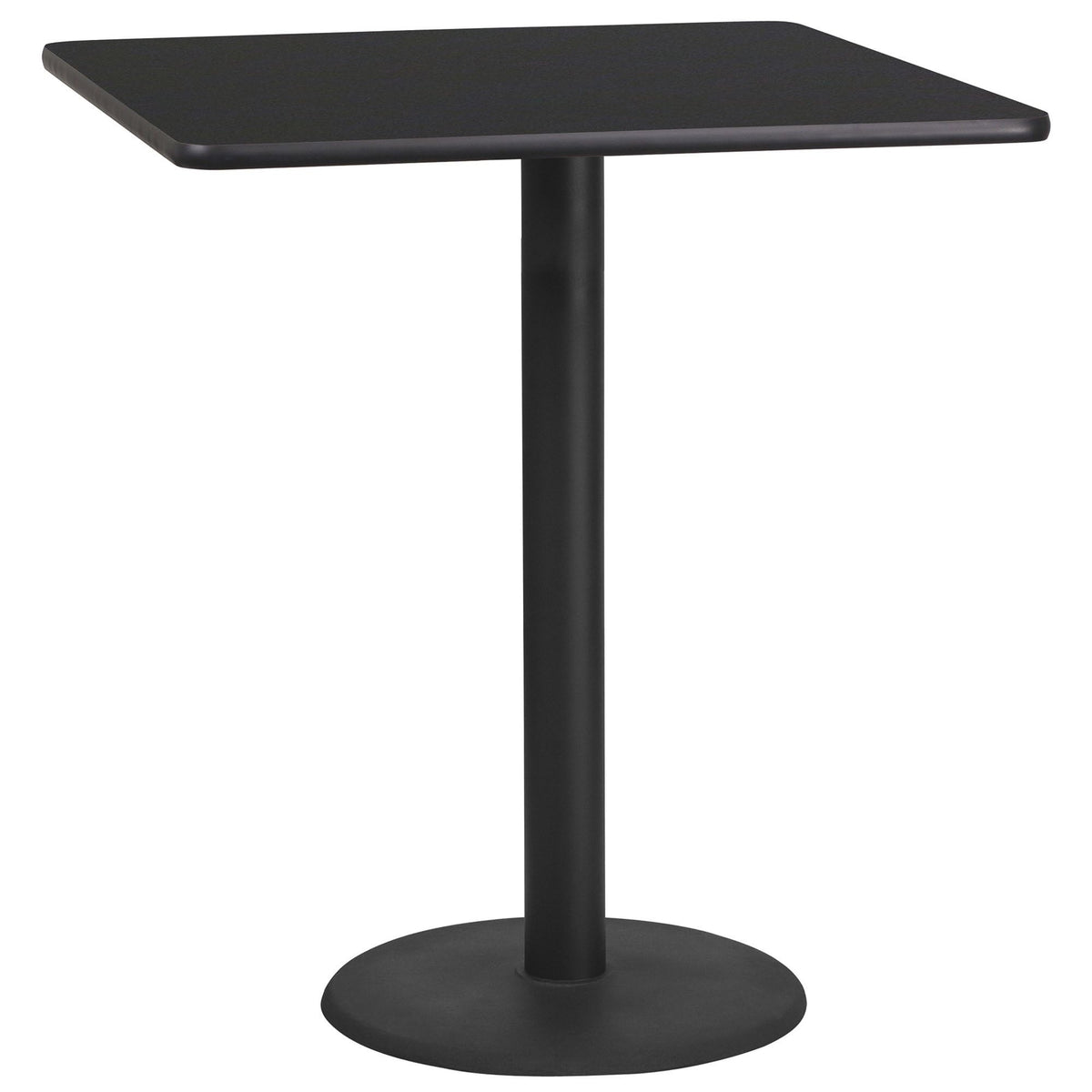 Flash Furniture Stiles 36'' Square Black Laminate Table Top with 24'' Round Bar Height Table Base