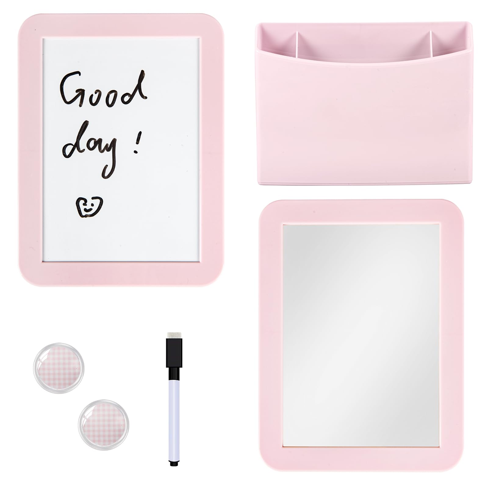Svartur Pink Locker Accessories For Girls With Magnetic Whiteboard, Locker Mirror And Pen Holder, Locker Decoration For School L