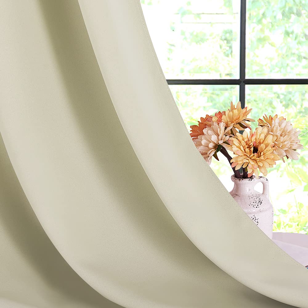 Nicetown Room Darkening Curtain Panels For Cafe, Thermal Insulated Grommet Room Darkening Draperies/Drapes For Window (Beige, 2