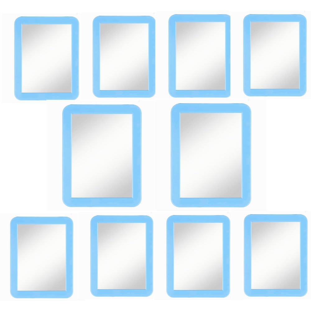 mpowtech 10 Pack Blue Magnetic Locker Mirror,5 x 7 Iocker Mirror Magnetic - Small Mirrors for School Locker, Bathroom, Workshop 