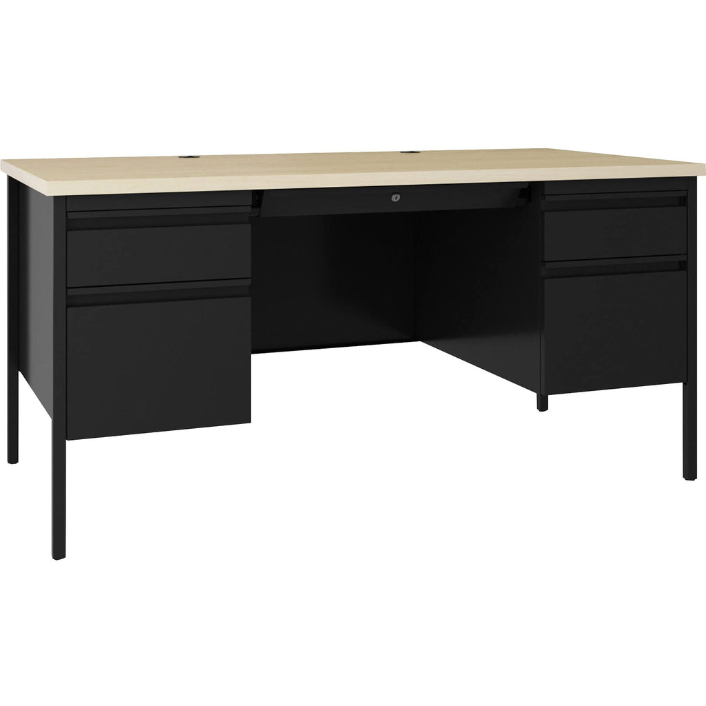 Lorell Fortress Maple Top Double-Pedestal Desk - 60" x 29.5" x 30"