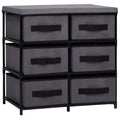 vidaXL Storage Cabinet with 6 Drawers - Modern and Durable Gray Steel and Fabric Design, Multi-purpose Use for Living Area, Lounge Room, or Bedroom Storage