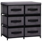 vidaXL Storage Cabinet with 6 Drawers - Modern and Durable Gray Steel and Fabric Design, Multi-purpose Use for Living Area, Lounge Room, or Bedroom Storage