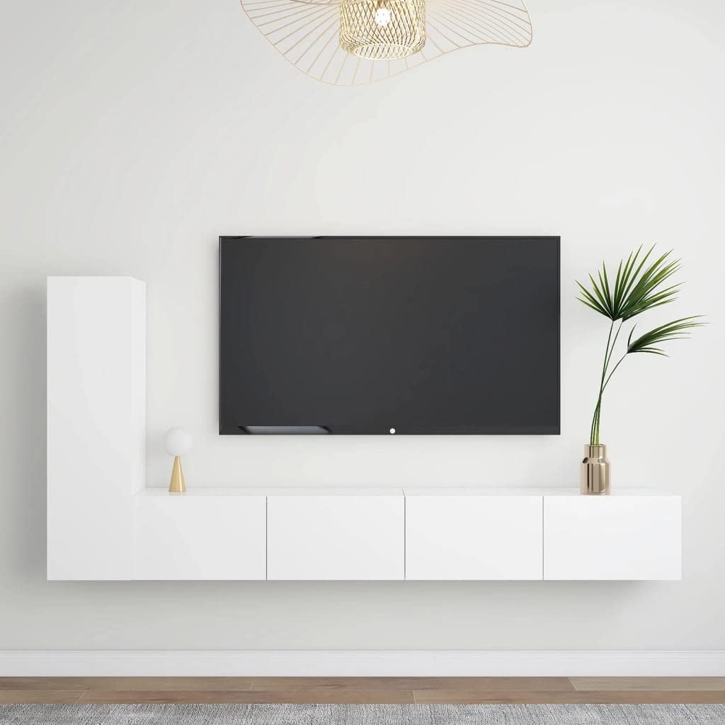 vidaXL TV Cabinet Set 3 Piece Home Living Room Bedroom Furniture HiFi Stereo Cabinet TV Stand Media Unit Entertainment Center Engineered Wood White