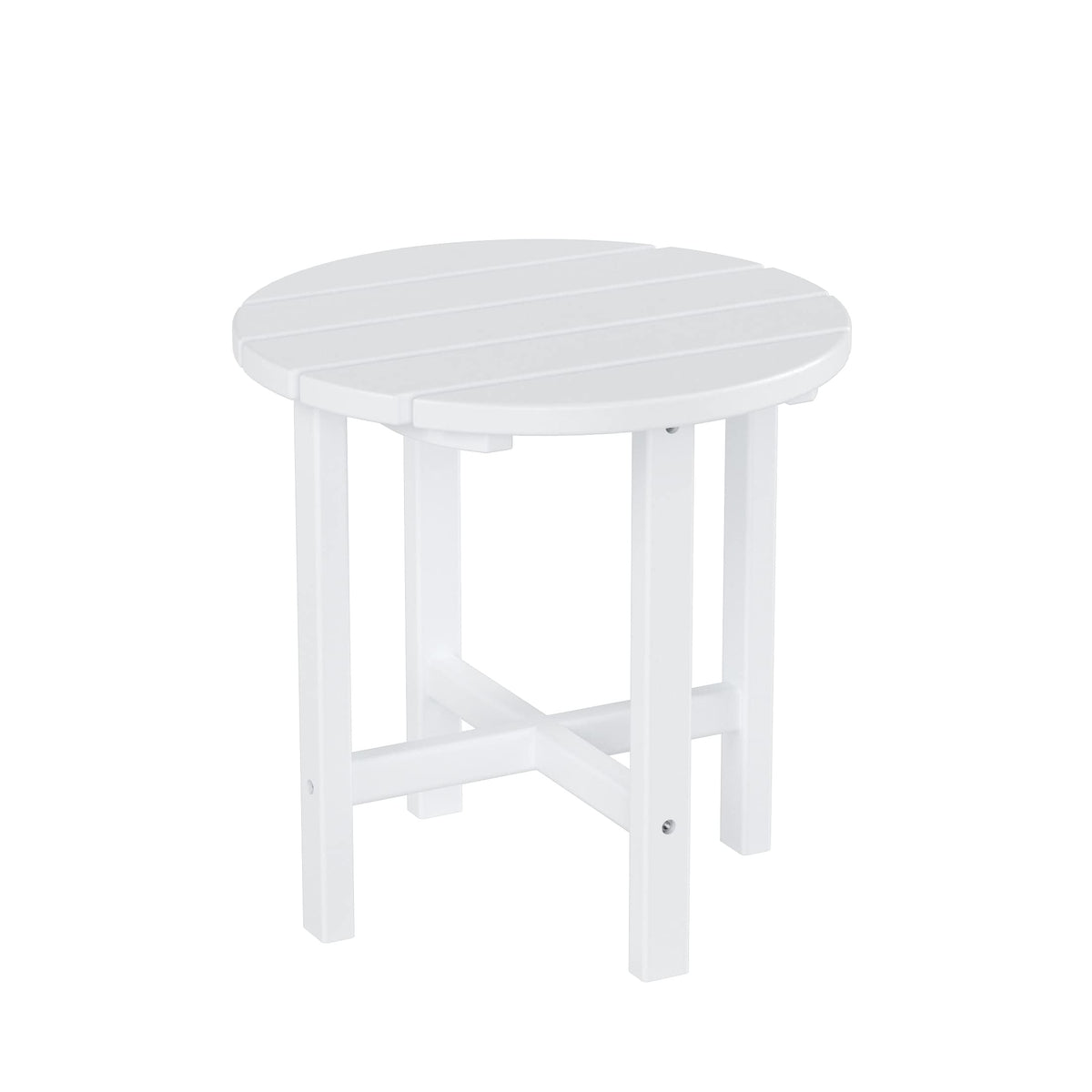 Costaelm Round Outdoor Side Tables, Adirondack Patio Tables For Outside, Hdpe Patio End Table Weather Resistant, Balcony Table For Pool, Seaside, Backyard, Porch, Indoor Companion, White