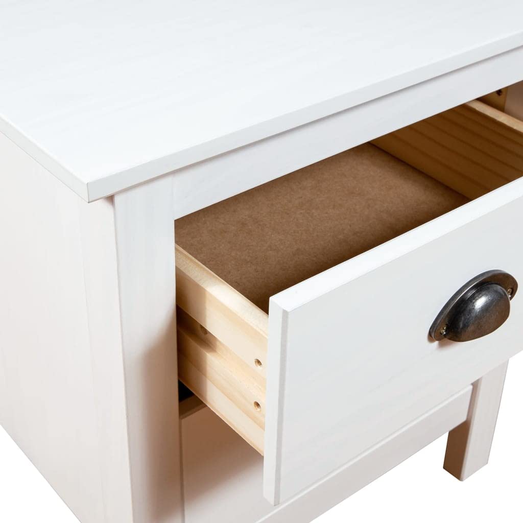 vidaXL Solid Pine Wood Bedside Cabinet in White – Modern Nightstand with 2 Drawers and Scandinavian Style