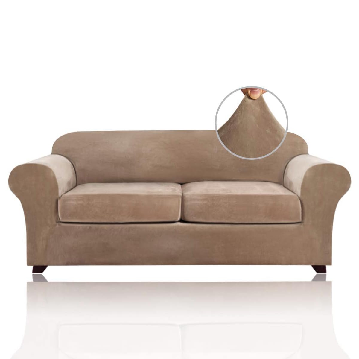 Princedeco 3 Pieces Sofa Covers Velvet Couch Covers For 2 Cushion Sofa Soft Sofa Covers For 2 Cushion Couch Width Up To 90 Inch