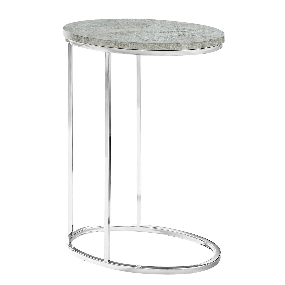 Monarch Specialties Oval/Grey Cement with Chrome Metal Accent Table, 19'L x 12'D x 25'H