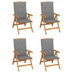 vidaXL 4X Solid Teak Wood Reclining Patio Chairs with Cushions Garden Outdoor Balcony Backyard Terrace Lounge Dinner Dining Seating Home Furniture