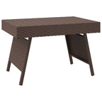 vidaXL Foldable Brown Side Table - Weather Resistant Poly Rattan, Powder-Coated Steel Frame, Space Efficient Design, Suitable for Indoor and Outdoor Use