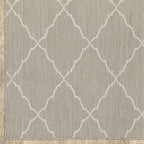 HomeRoots Grey Polypropylene 10’x13’ Gray and Ivory Trellis Indoor Outdoor Area Rug
