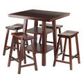 Ergode Wood Perrone High Table Set | Expandable Dining Solution | 2 Stools | Walnut Finish | Space-Saving | 160lbs Weight Limit (94548-VV)