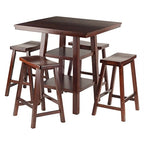 Ergode Wood Perrone High Table Set | Expandable Dining Solution | 2 Stools | Walnut Finish | Space-Saving | 160lbs Weight Limit (94548-VV)