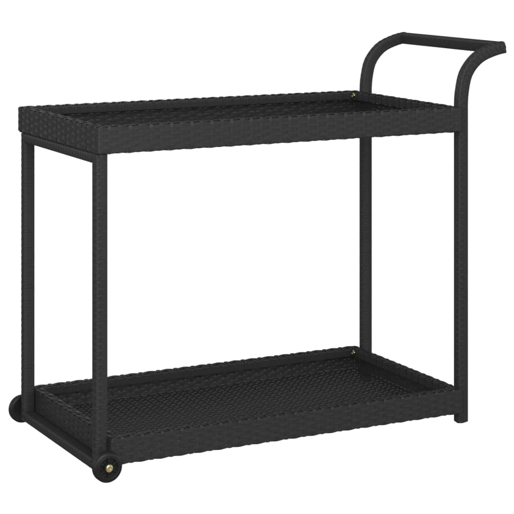 vidaXL Spacious Serving Bar Cart - Poly Rattan Construction with Durable Steel Frame - Indoor/Outdoor Use - Easy to Assemble