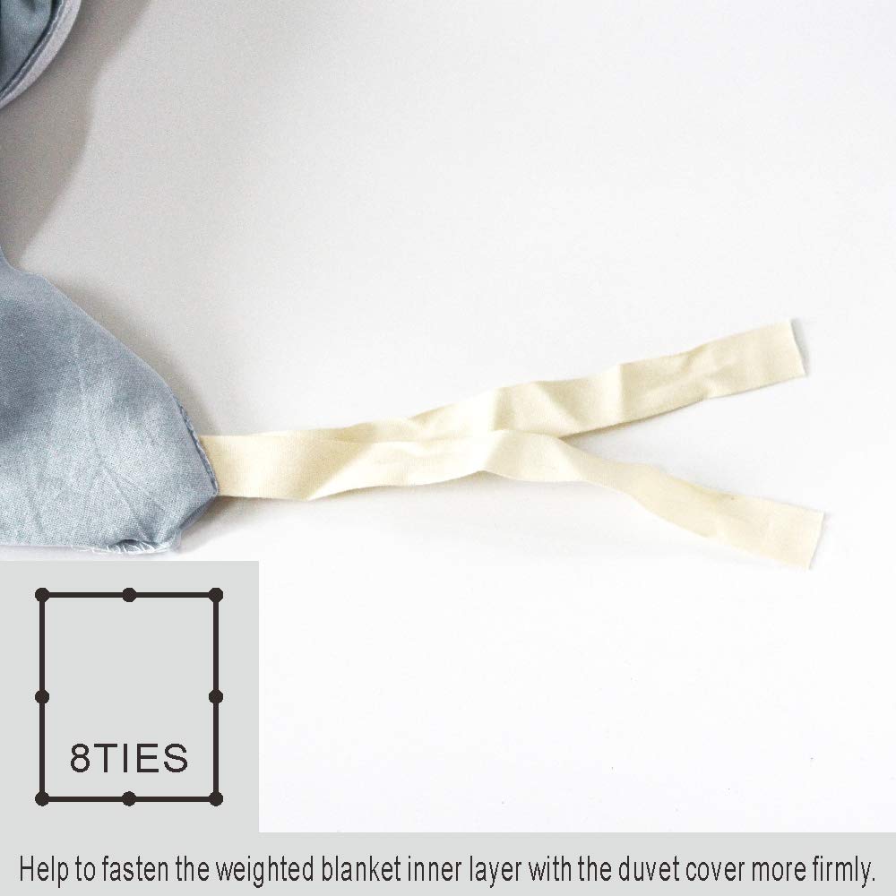 F.Y.Dreams 100% Washed Cotton Duvet Cover For Weighted Blanket 60X80 Inches With 8 Ties, Zipper On Long Side/Light Blue/Just Duv