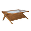 Ink+Ivy Rocket Coffee Table - Solid Wood, Glass Tempered Tabletop With Lower Magazine Display Shelf Industrial Vintage Style Acc
