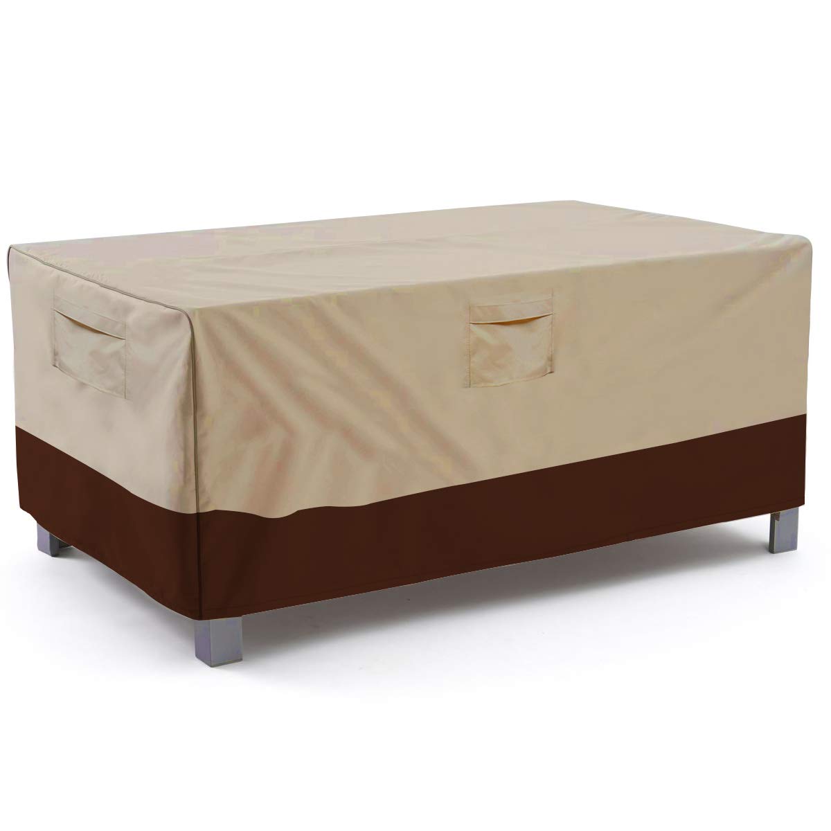 Vailge Veranda Rectangular/Oval Patio Table Cover, Heavy Duty And Waterproof Outdoor Lawn Patio Furniture Covers, Large Beige &