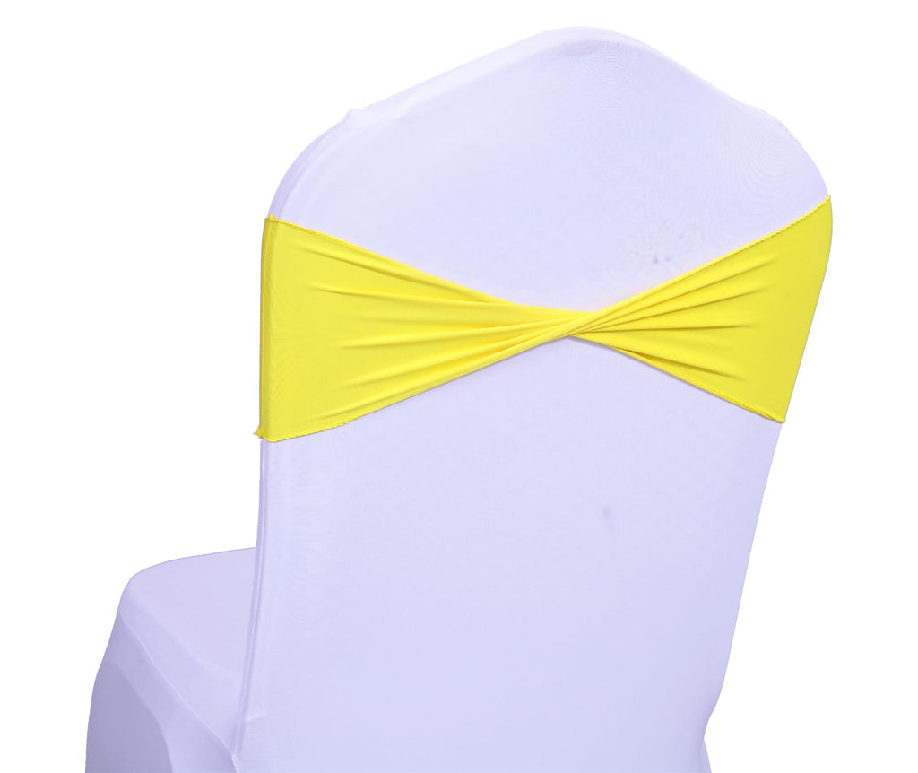 Mds Pack Of 50 Spandex Chair Sashes Bow Sash Elastic Chair Bands Ties Without Buckle For Wedding And Events Decoration Spandex Slider Sashes Bow - Yellow