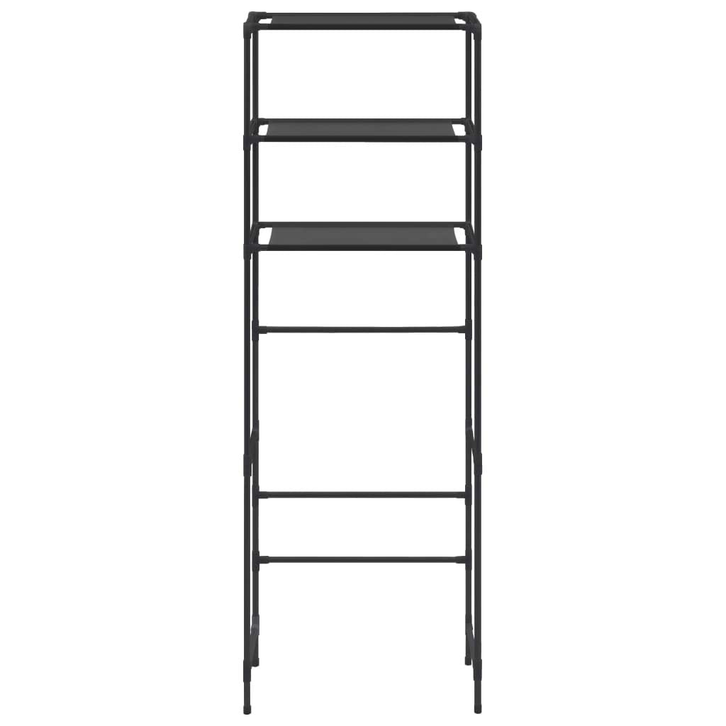 vidaXL Over Toilet Storage Rack, 3-Tier Space Saver for Bathroom, Stainless Steel Frame, Black, Dimensions 20.9&quot;x11&quot;x66.5&quot;