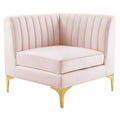 Modway Triumph Modern Channel Tufted Performance Velvet Corner Chair In Pink
