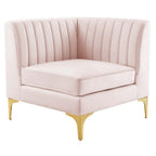 Modway Triumph Modern Channel Tufted Performance Velvet Corner Chair In Pink