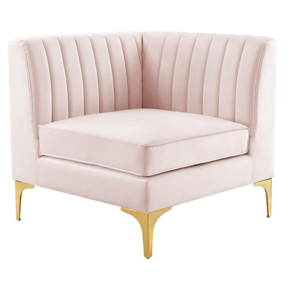Modway Triumph Modern Channel Tufted Performance Velvet Corner Chair In Pink