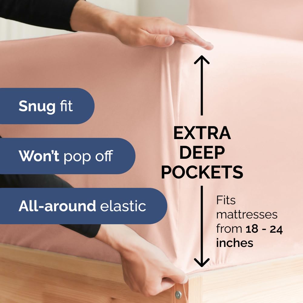 Extra Deep Pocket King Sheets - 4 Piece Breathable & Cooling Bed Sheets - Hotel Luxury Bed Sheet Set - Soft, Wrinkle Free & Comfy - Easily Fits Extra Deep Mattresses - Deep Pocket Lavender Pink Sheets