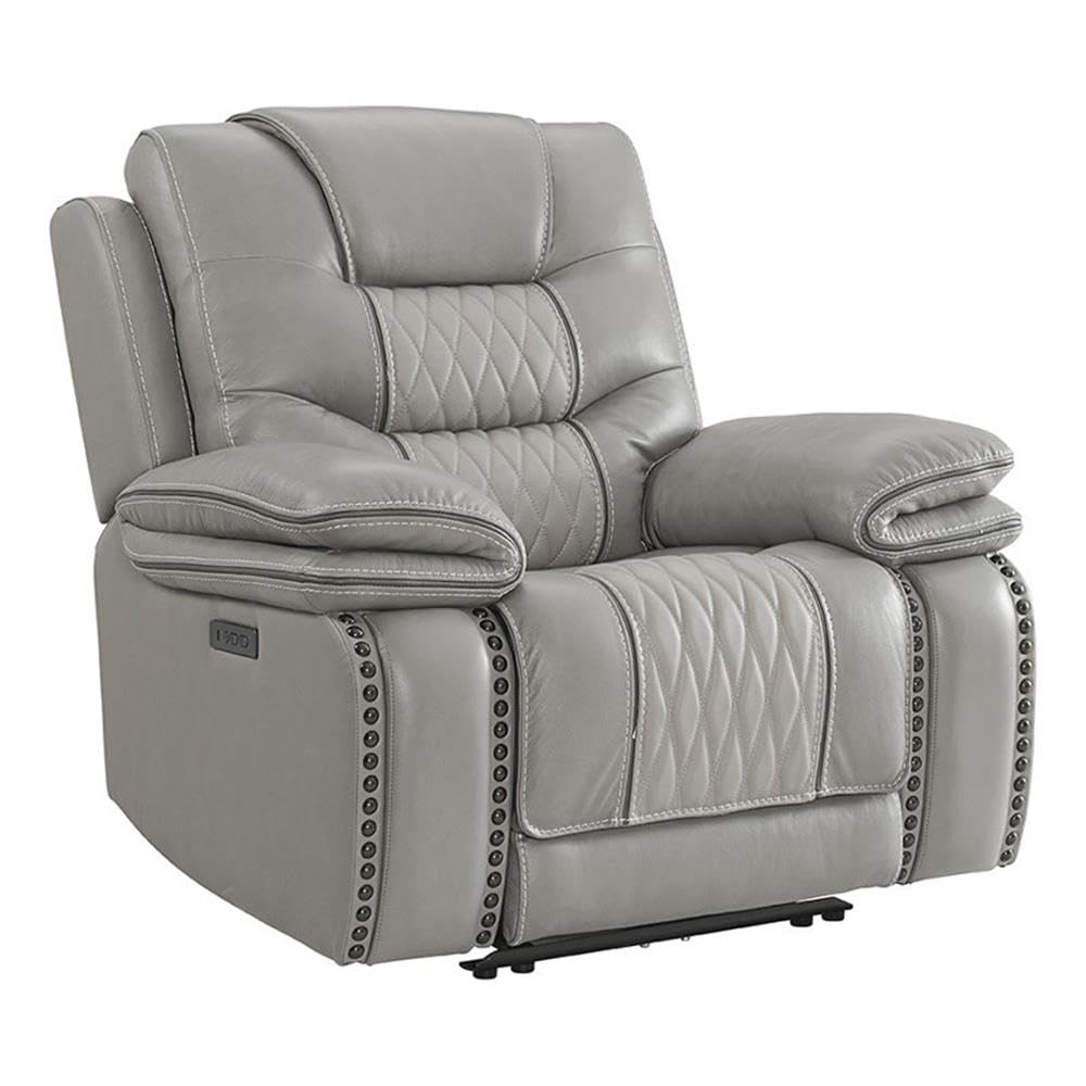 Intercon Cody Dual Power Headrest, Gray Recliner, Light Grey