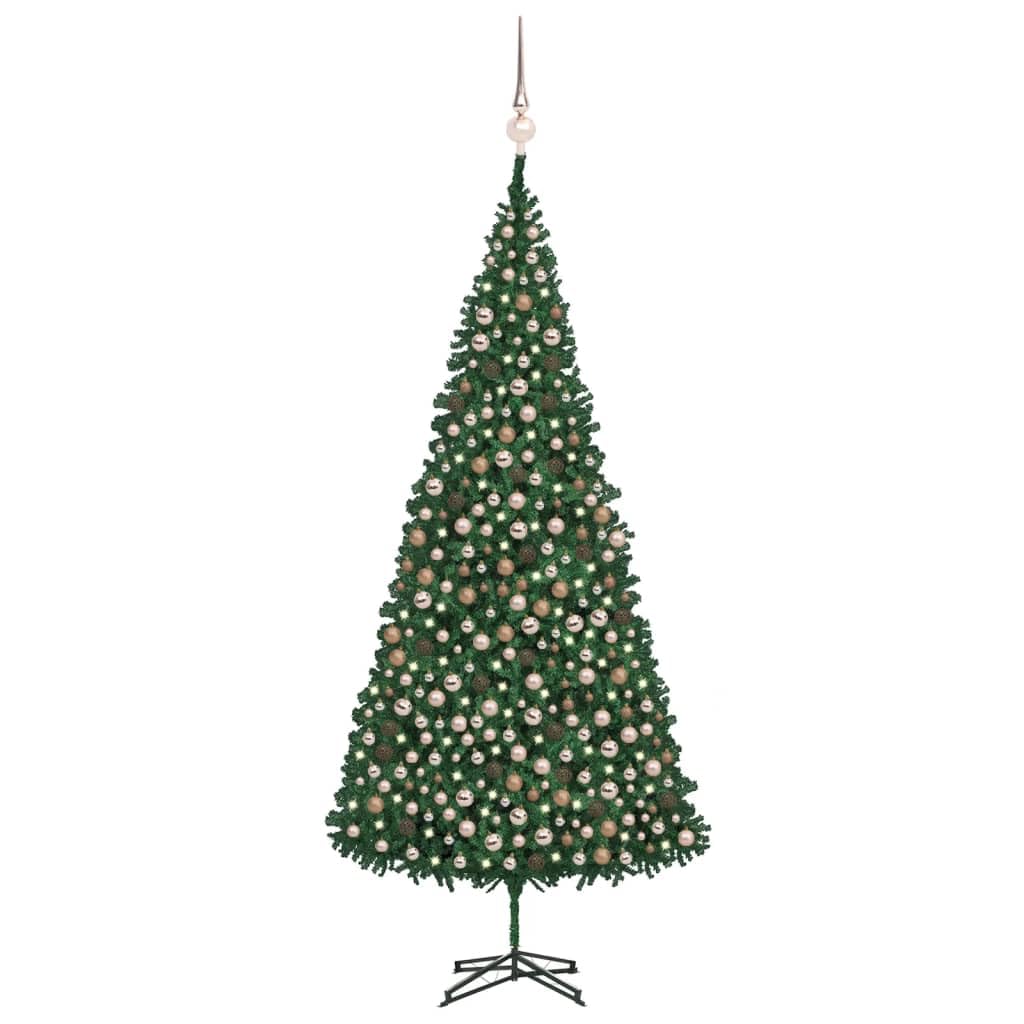 Vidaxl Artificial Christmas Tree With Leds&Ball Set Accessory Ornament Festival Holiday Home Artificial Tree Xmas Decoration Green