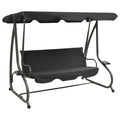 vidaXL Swing Bench, Outdoor Swing Chair with Adjustable Canopy, Hanging Daybed, Outdoor Swing Seat for Balcony Porch, Modern, Anthracite Steel