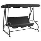 vidaXL Swing Bench, Outdoor Swing Chair with Adjustable Canopy, Hanging Daybed, Outdoor Swing Seat for Balcony Porch, Modern, Anthracite Steel