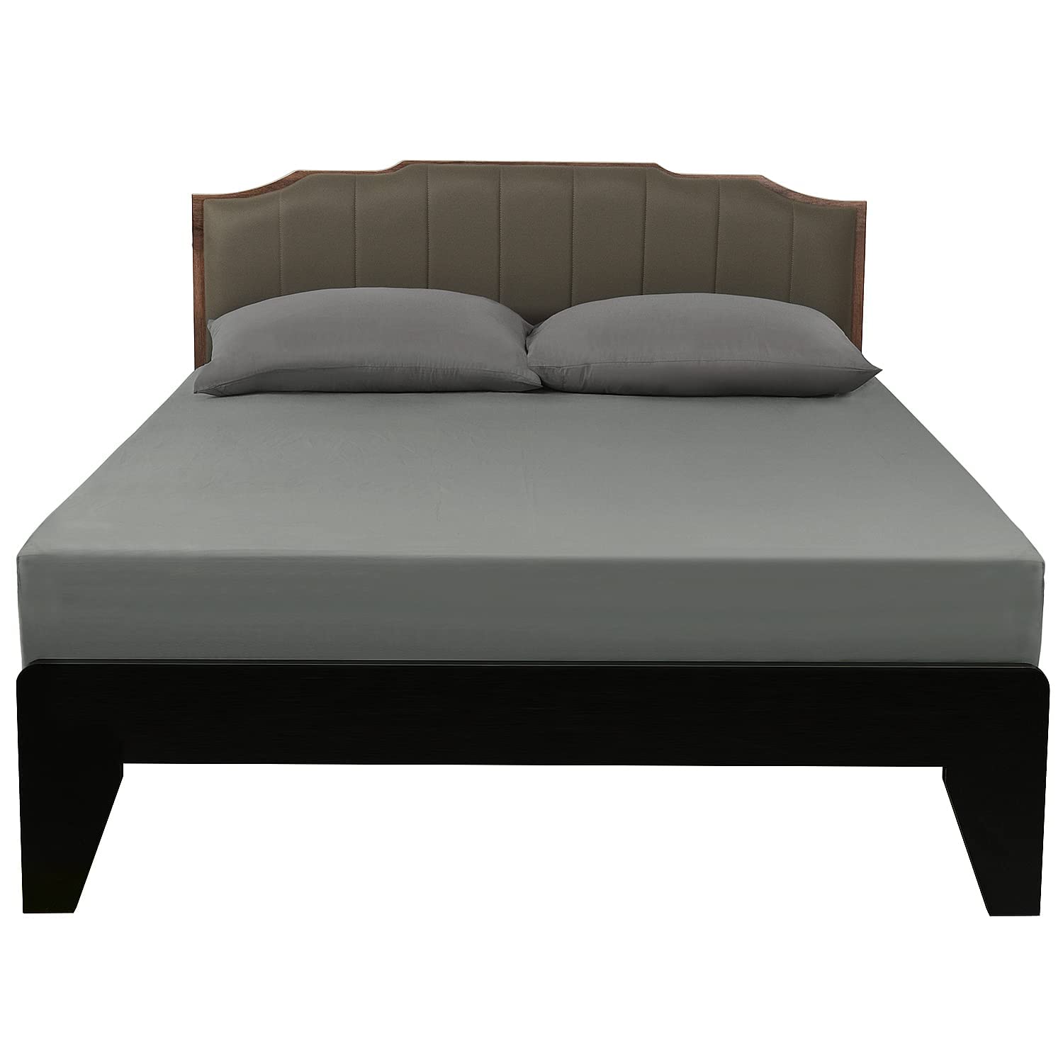 Lirex Fitted Sheet, King Size 100% Cotton 300 Thread Count Soft Breathable Fitted Sheet, Dark Grey