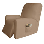 Easy-Going 4 Pieces Microfiber Stretch Recliner Slipcover – Spandex Soft Fitted Sofa Couch Cover, Washable Furniture Protector With Elastic Bottom For Kids, Pet(Recliner, Camel)