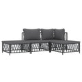 vidaXL Patio Furniture Set 4 Piece, Sectional Sofa with Cushions, Patio Lounge Set for Outdoor Garden Lawn Backyard, Anthracite Steel