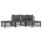 vidaXL Patio Furniture Set 4 Piece, Sectional Sofa with Cushions, Patio Lounge Set for Outdoor Garden Lawn Backyard, Anthracite Steel