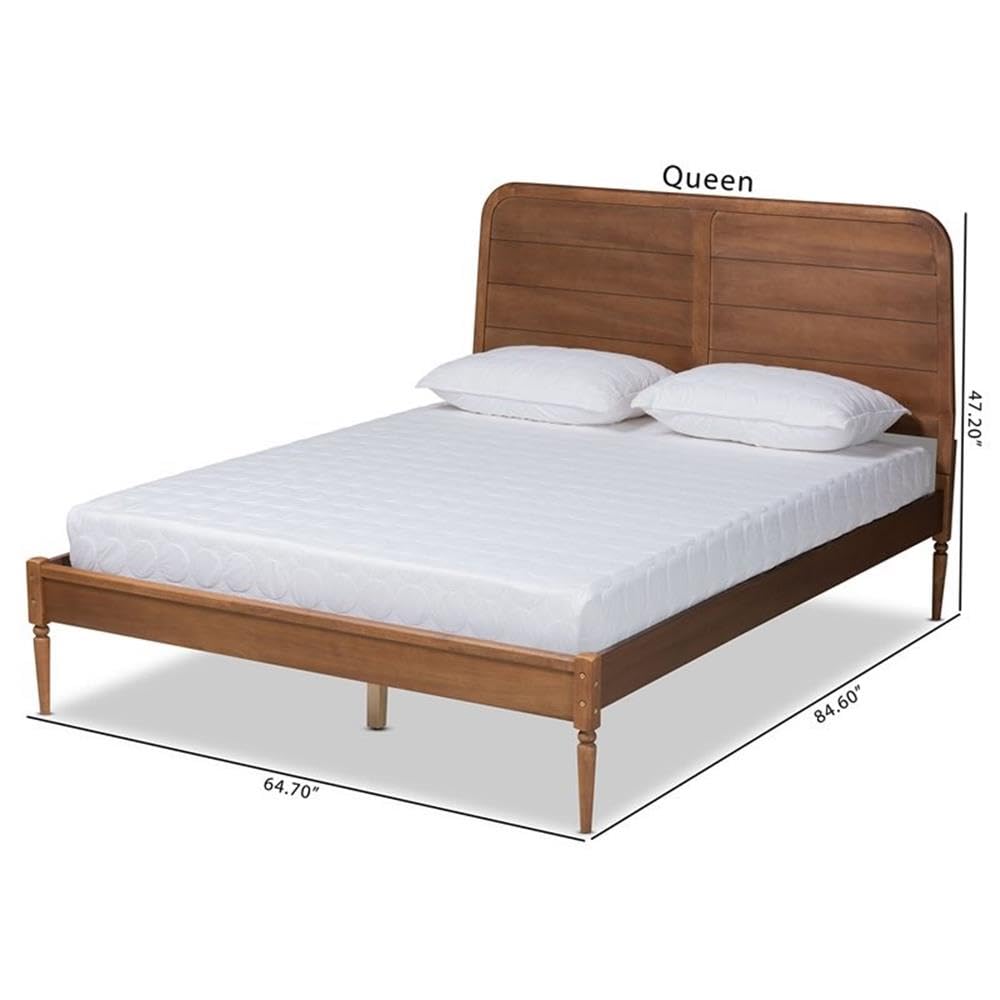 Baxton Studio Kassidy Classic and Traditional Walnut Brown Finished Wood Full Size Platform Bed