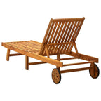 vidaXL Patio Lounge Chair, Outdoor Chaise Lounge Chair with Adjustable Backrest, Sunlounger with Cushion, Sunbed for Backyard, Solid Acacia Wood