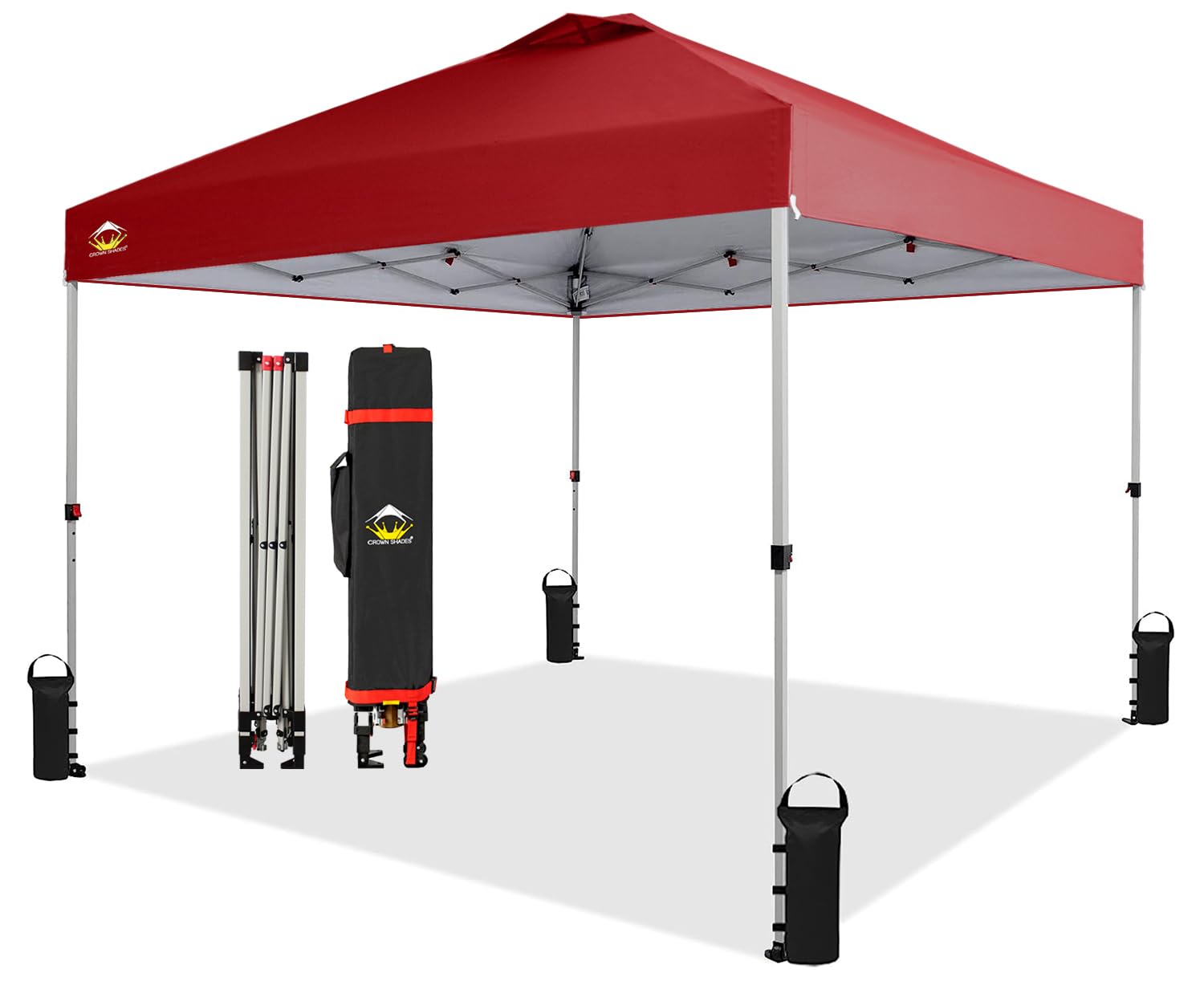Crown Shades 10x10 Pop Up Canopy - Beach Tent with One Push Setup - Outdoor Sun Shade for Events, Parties, Camping - STO-N-Go Co
