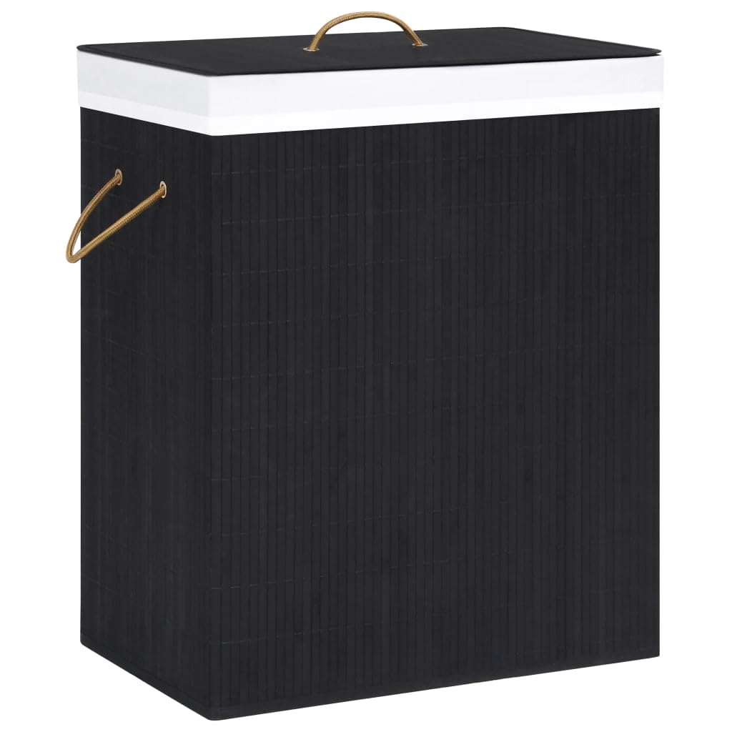 vidaXL Bamboo Laundry Basket Black 26.4 gal