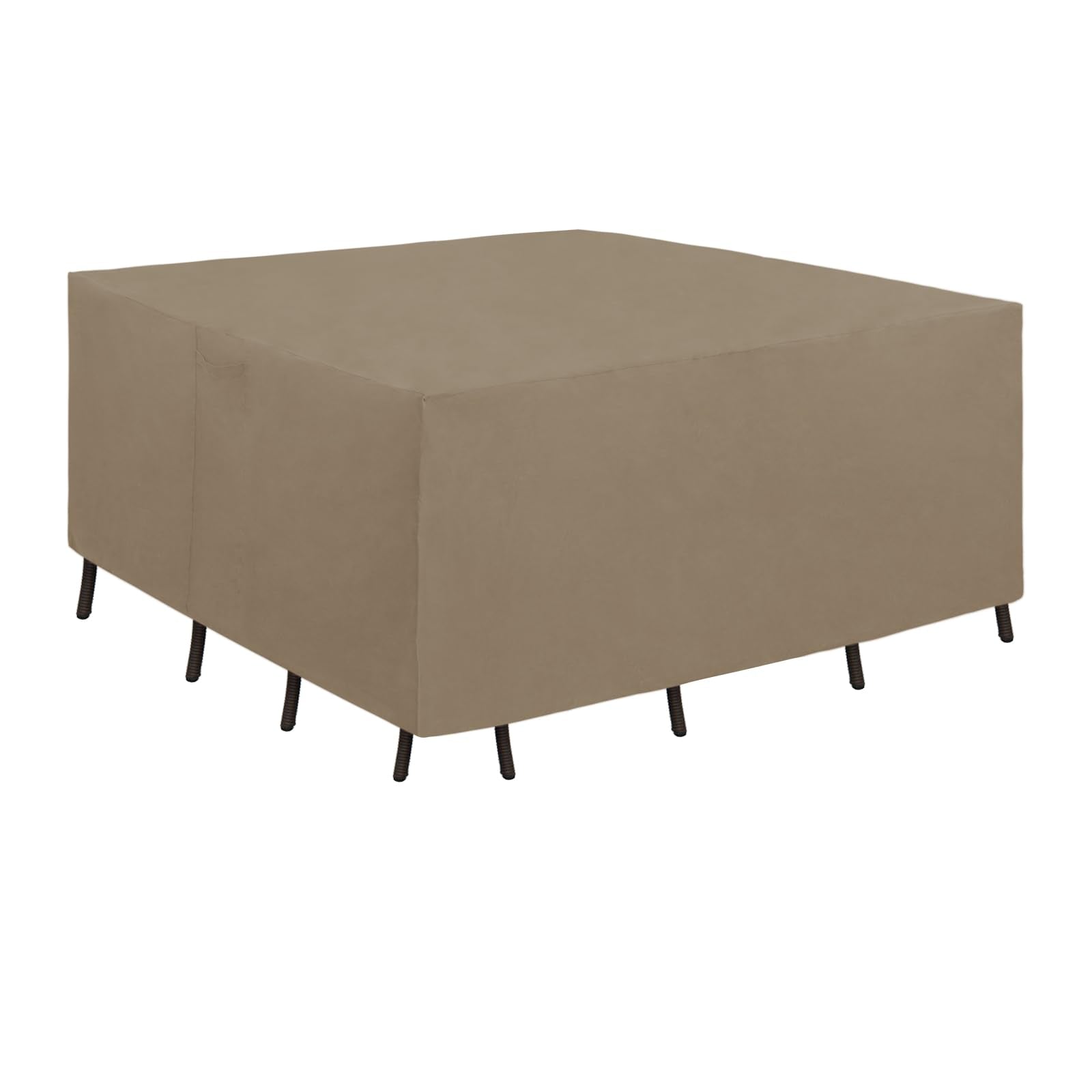 Easy-Going 600D Heavy Duty Patio Furniture Cover, Outdoor Square Table And Chair Set Cover, Waterproof Outdoor Sectional Set Cover (76'L X 76'W X 28'H, Camel)