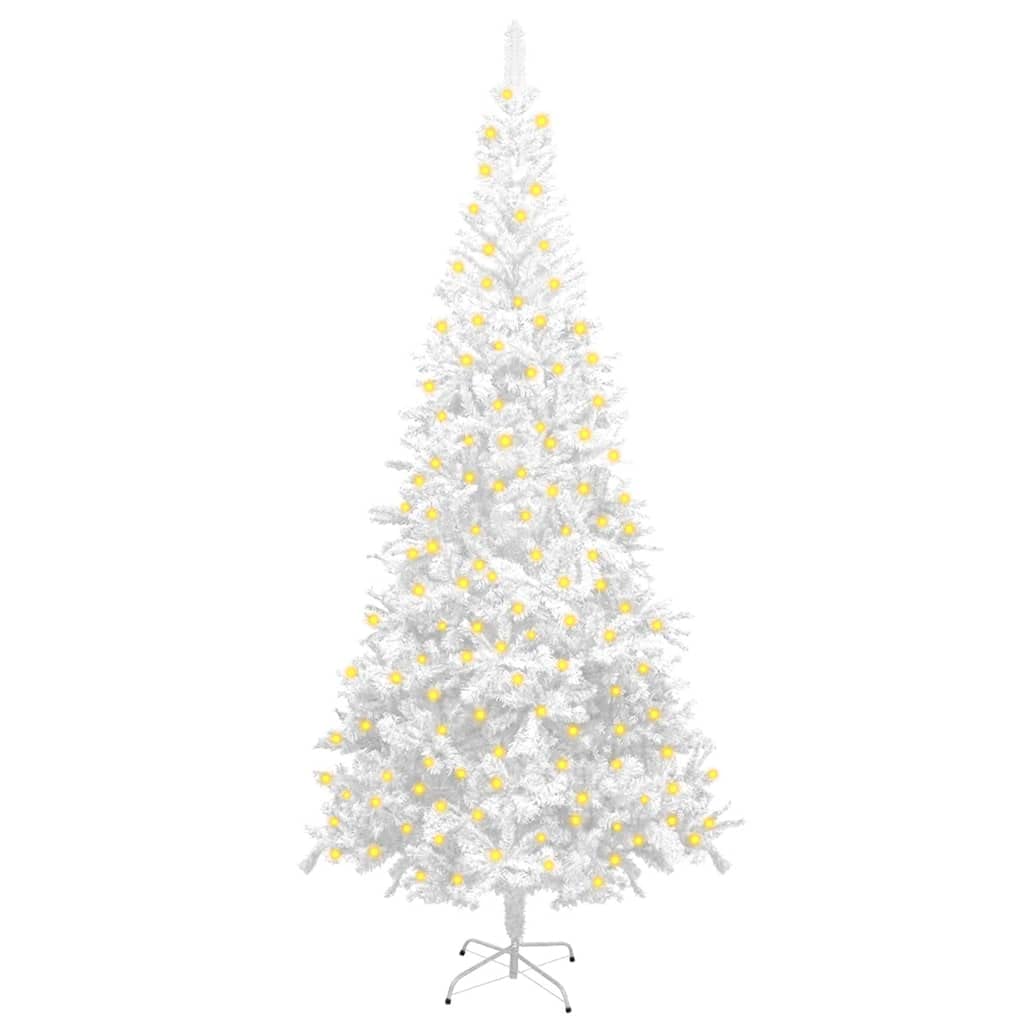 Vidaxl Classic White Artificial Christmas Tree 94.5&quot; With Energy-Efficient Led Lights And Durable Pvc Branches – Perfect Holiday Decor For Home Or Office