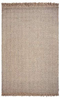 HomeRoots Natural Wool 9'x12' Oatmeal Beige Hand Woven Herringbone with Braided Fringe Indoor Area Rug