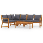 vidaXL Outdoor Lounge Set, Solid Acacia Wood, Modern Style Patio Furniture with Cushions and Coffee Table, Durable and Weather Resistant