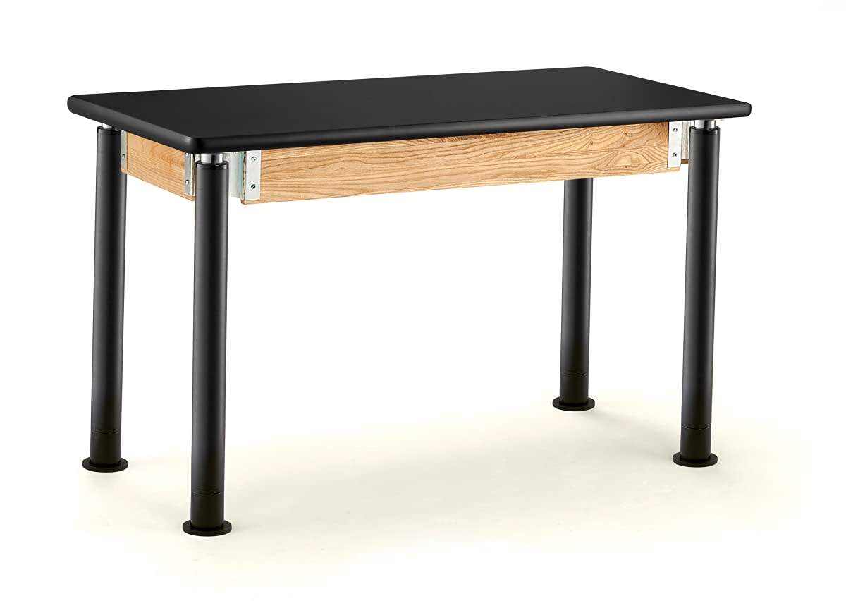 National Public Seating Signature Height Adjustable Science Lab Table with HPL Top, Black - 24&quot;x 54&quot;, Perfect for School, Classroom and More