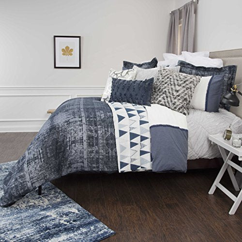 Rizzy Home | Bt4467 | Duvet | 114&quot;X98&quot; Blue/Neutral/ Geometric