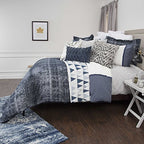 Rizzy Home | Bt4467 | Duvet | 114"X98" Blue/Neutral/ Geometric