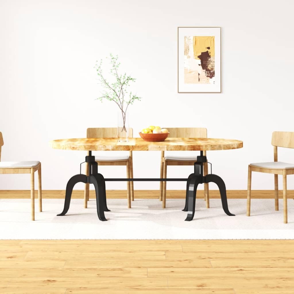 vidaXL Solid Mango Wood Dining Table with Steel Legs - Oval Industrial Style Wooden Kitchen/Dining Room Furniture, Brown